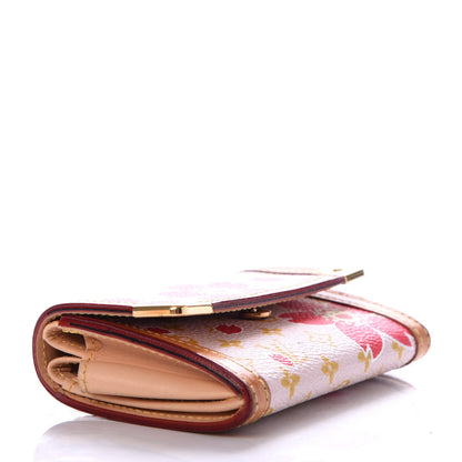 Louis Vuitton Monogram Cherry Blossom Porte-Monnaie Plat Coin Purse Red 4 of 6