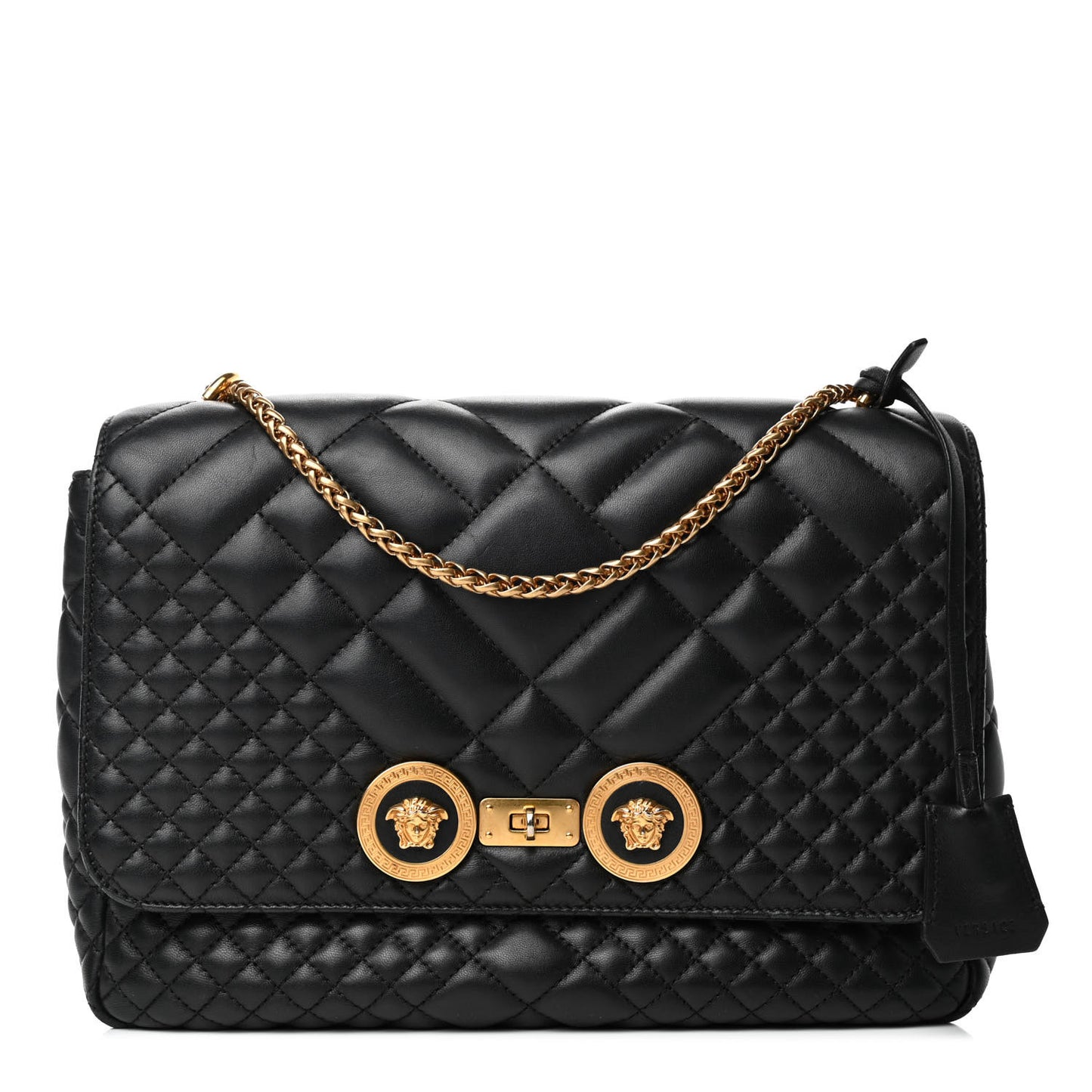 Nappa Quilted Icon Shoulder Bag Black