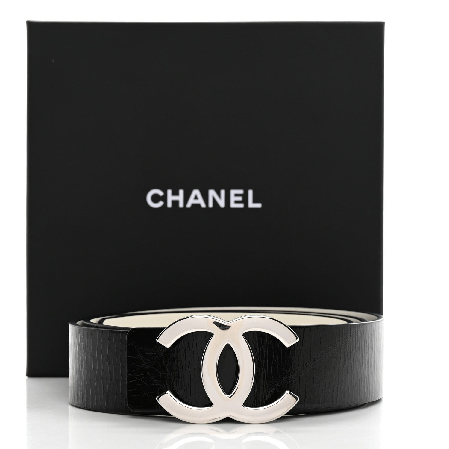 Chanel Calfskin CC Reversible Belt 90 36 Black White 5 of 5