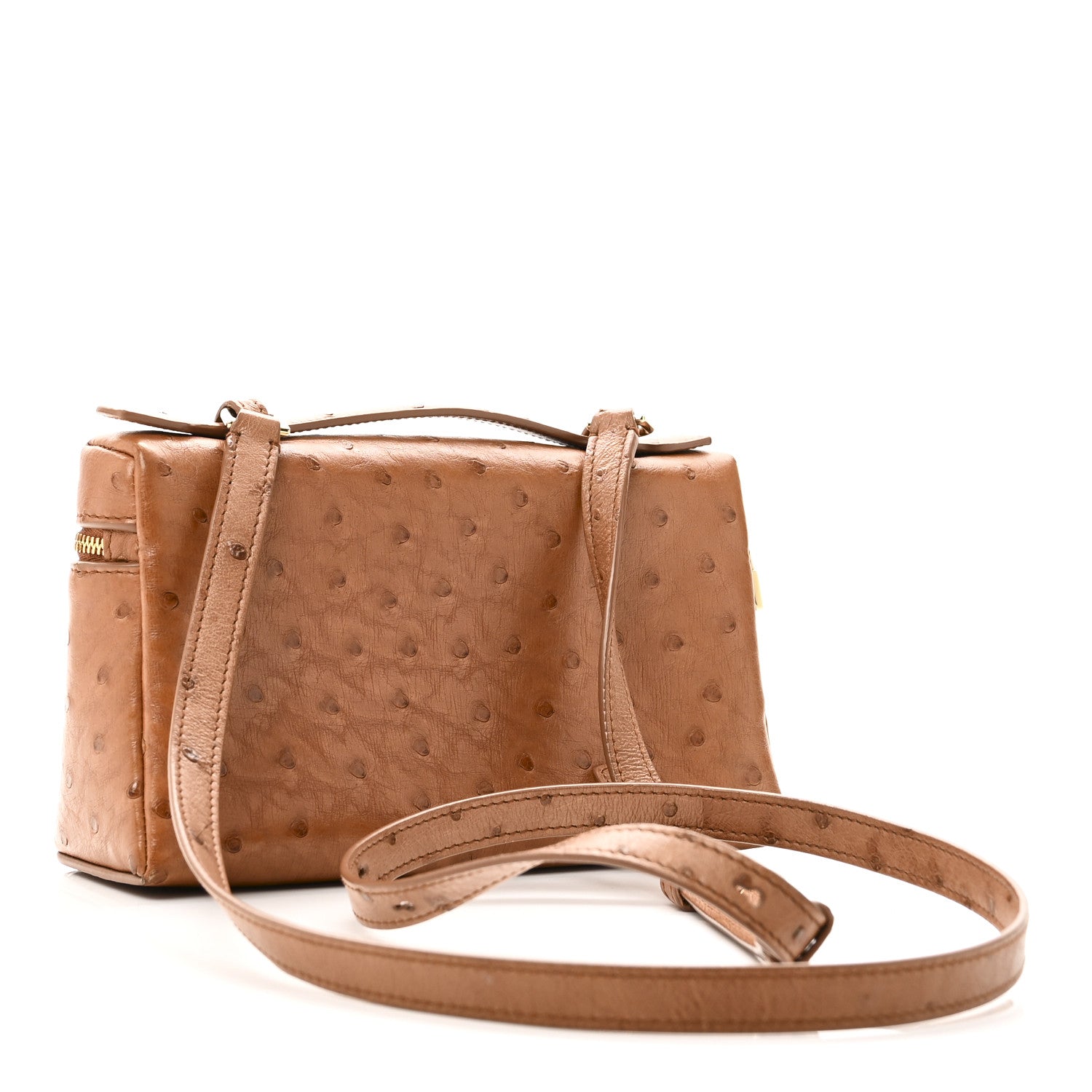 Loro Piana Ostrich L19 Extra Pocket Pouch Cognac 1857685