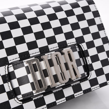 Christian Dior Smooth Calfskin Checkered Dio(r)evolution Flap Bag Black White 8 of 11