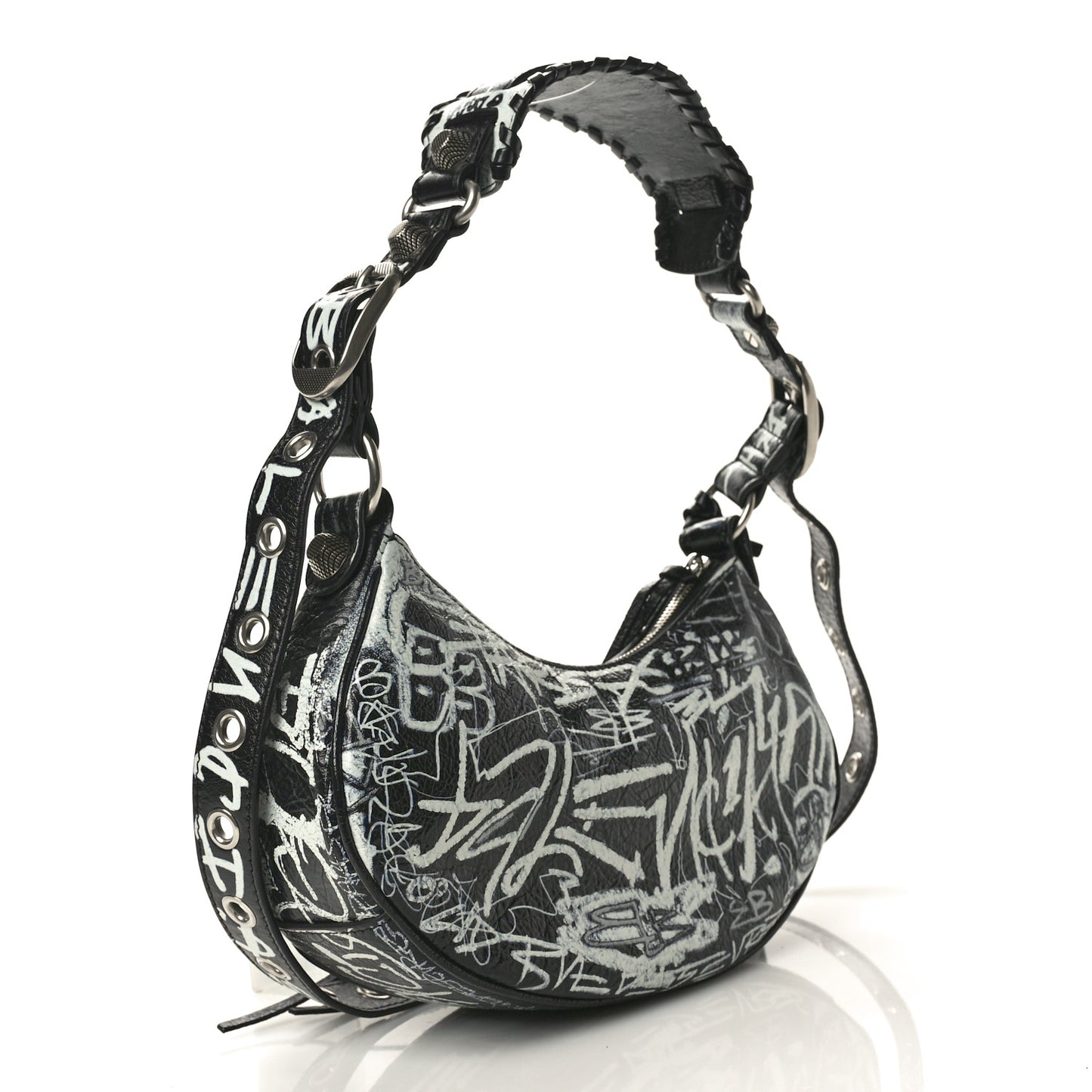 Agneau Arena Graffiti Le Cagole Shoulder Bag XS Black