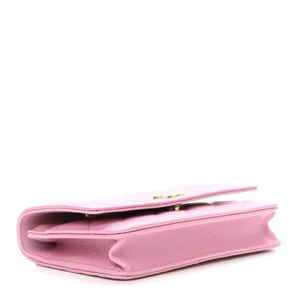 Chanel Shiny Caviar Quilted Pick Me Up Wallet On Chain WOC Pink 4 of 12