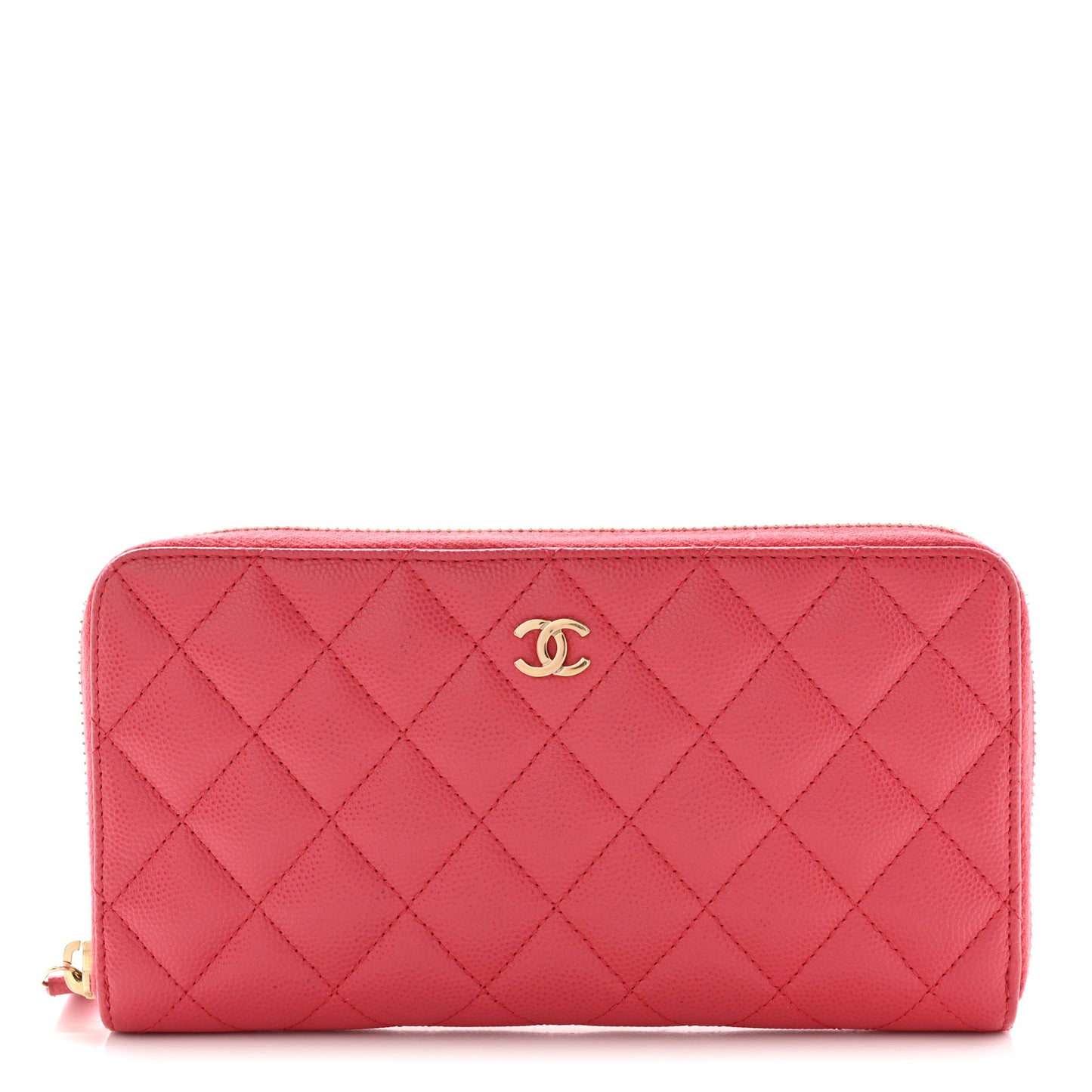 Caviar Quilted Medium Zip Around Wallet Dark Pink