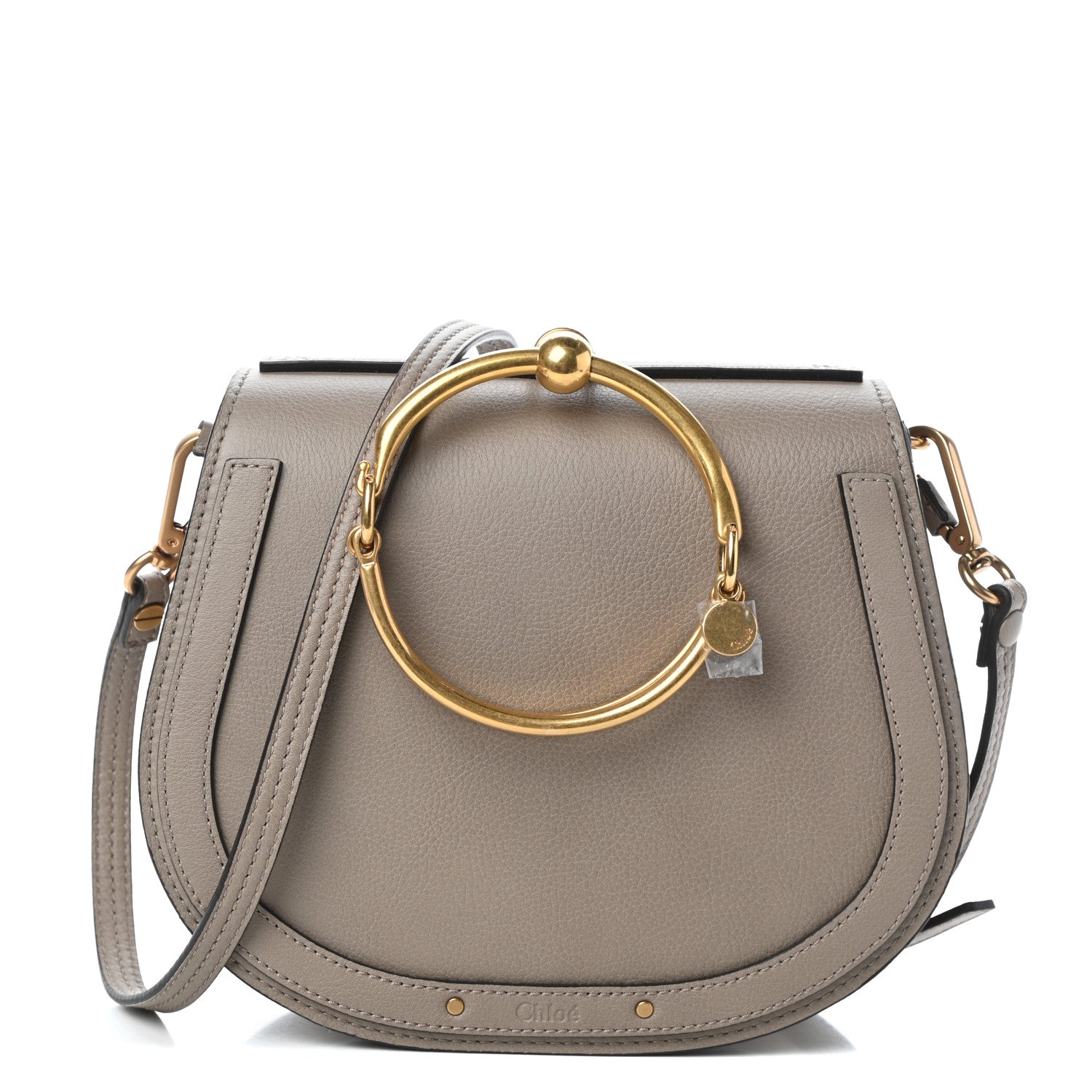 Chloe Calfskin Suede Medium Nile Bracelet Bag Motty Grey 1 of 9