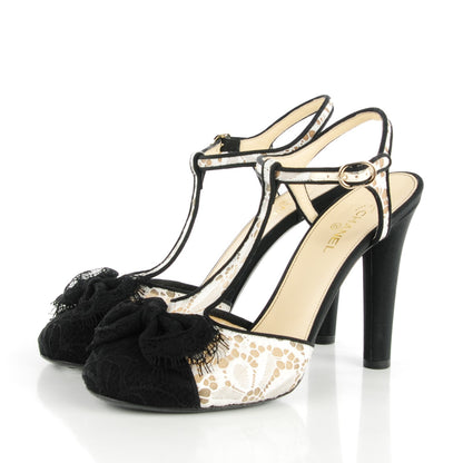 Chanel Lace Bow Ankle Strap Pumps 40 Black 3 of 6