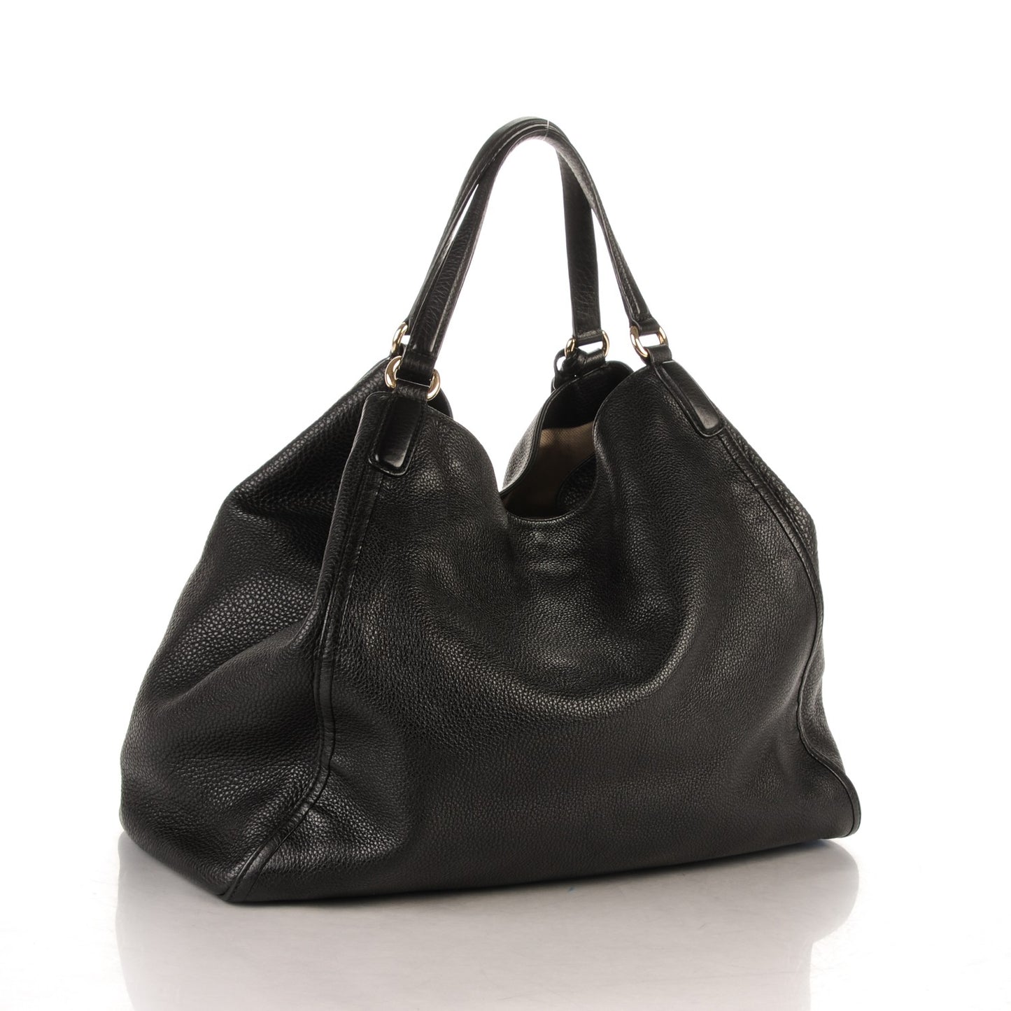 Pebbled Calfskin Large Soho Shoulder Bag Black
