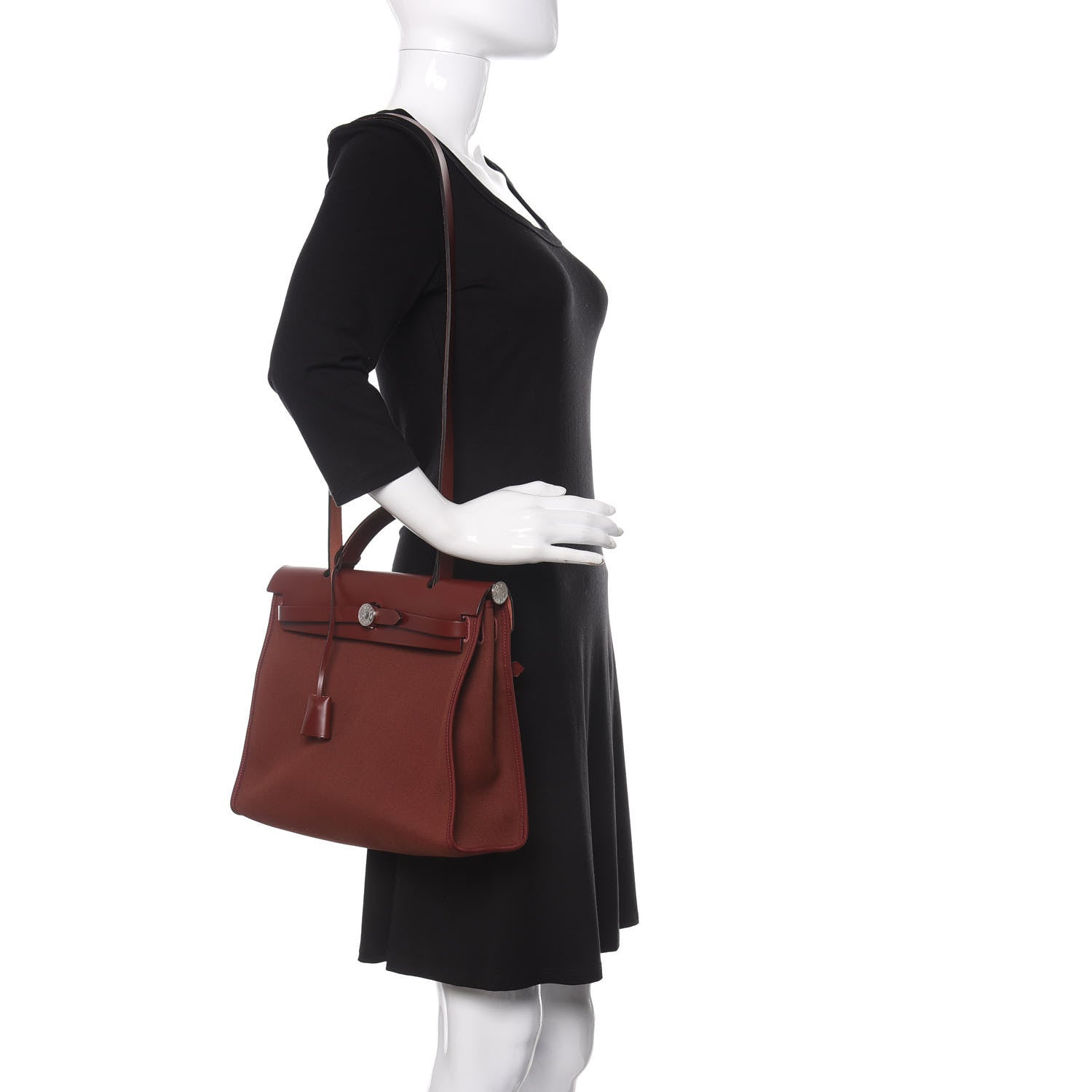 Hermes Vache Hunter Toile Herbag Zip 31 PM Rouge H 2 of 10