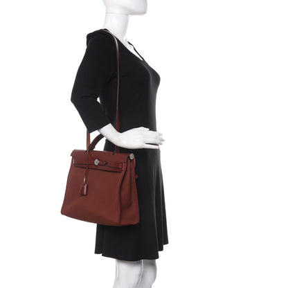 Hermes Vache Hunter Toile Herbag Zip 31 PM Rouge H 2 of 10
