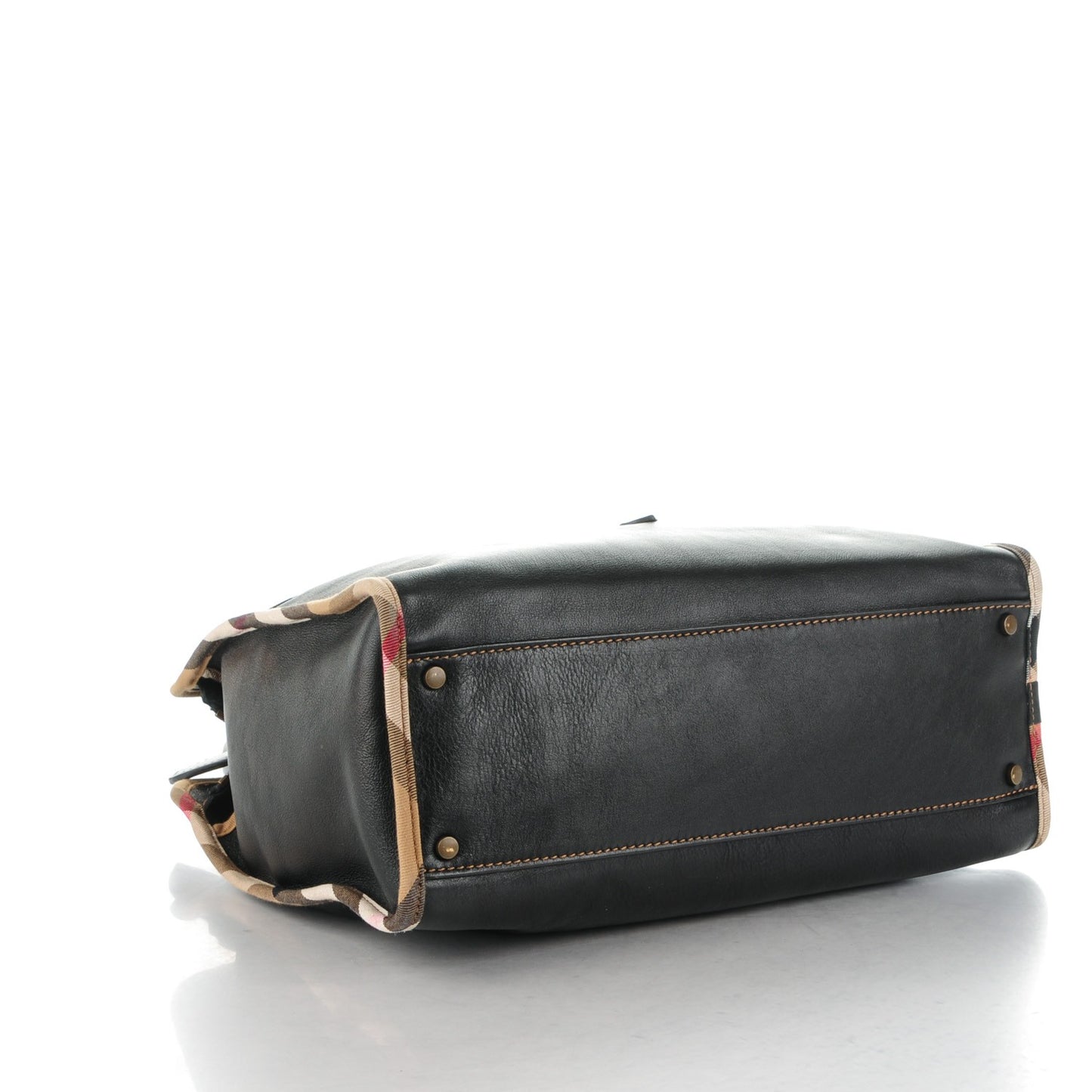 Soft Leather House Check Tote Black