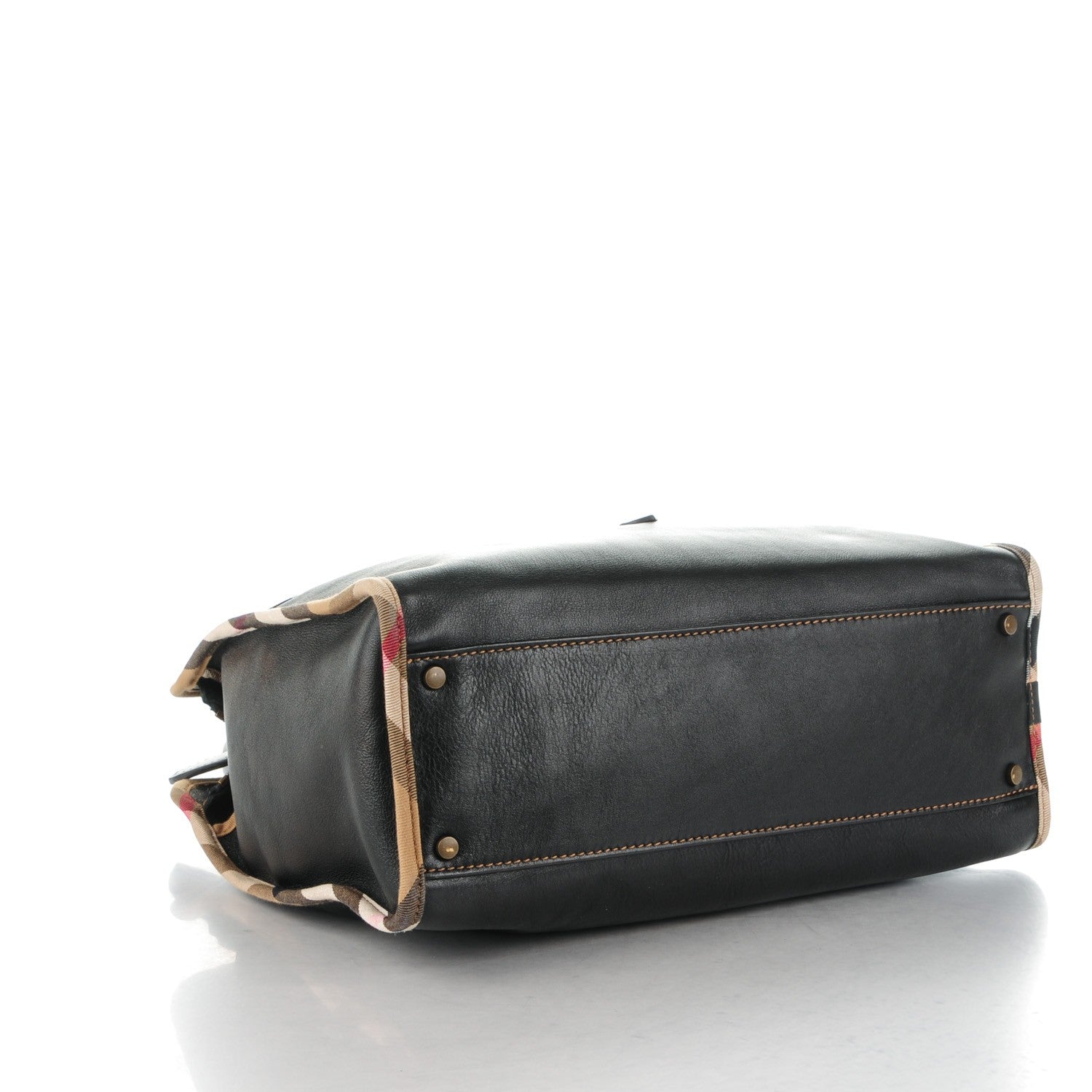 Burberry Soft Leather House Check Tote Black 4 of 8