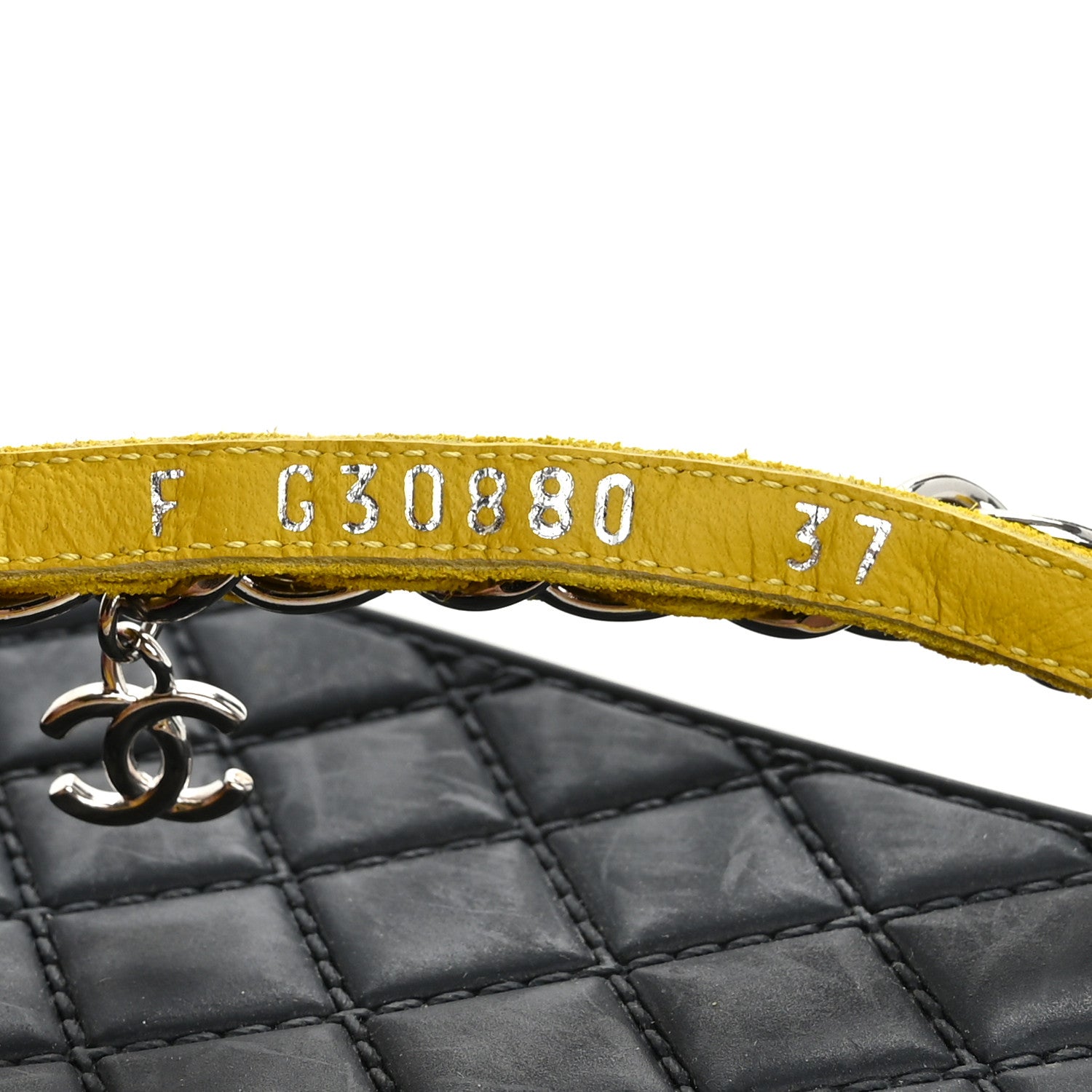 Chanel Suede Calfskin Quilted Chain Thong Sandals 37 Yellow 9 of 13