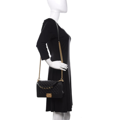 Chanel Calfskin Medium Boy Logo Top Handle Flap Black 2 of 11