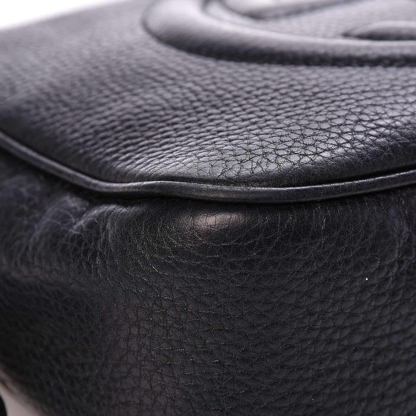 Pebbled Calfskin Small Soho Disco Bag Black