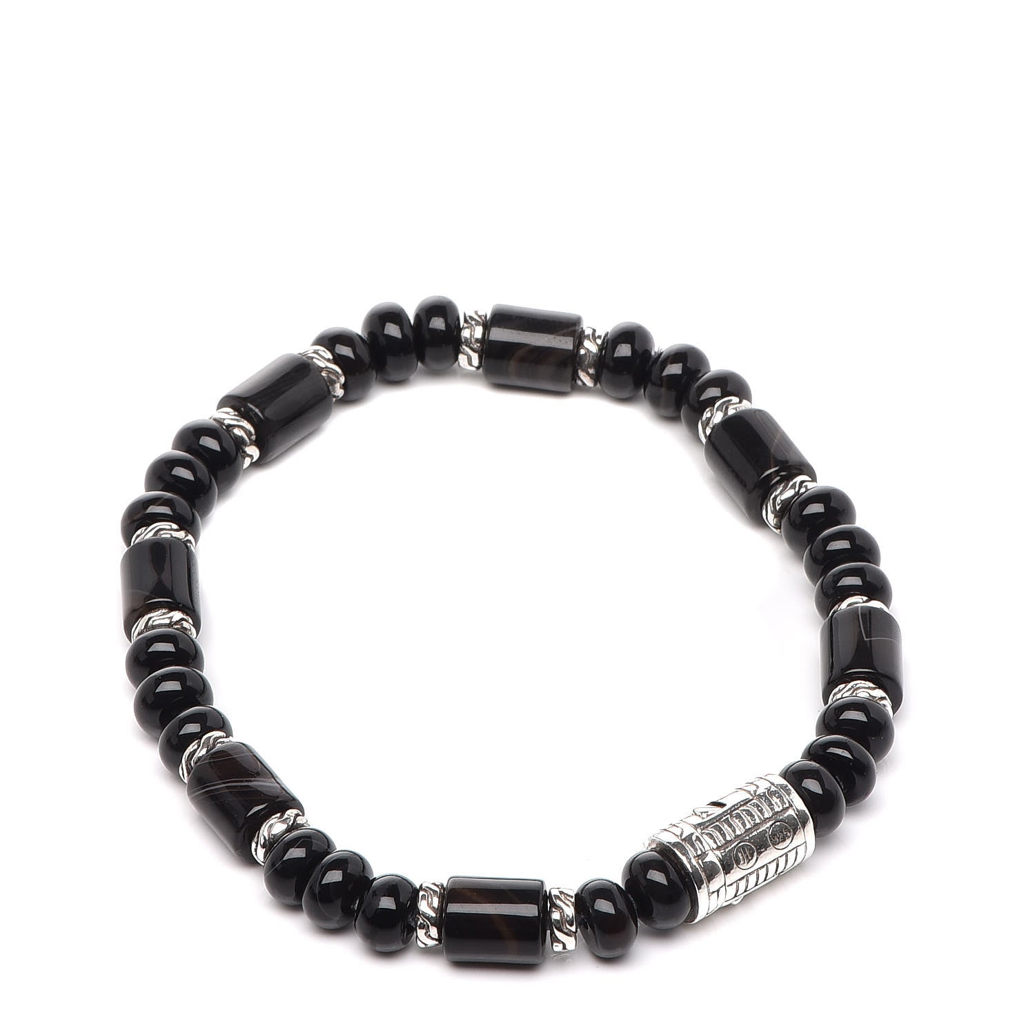 John Hardy Sterling Silver Banded Agate Classic Chain Bead Bracelet 3 of 6