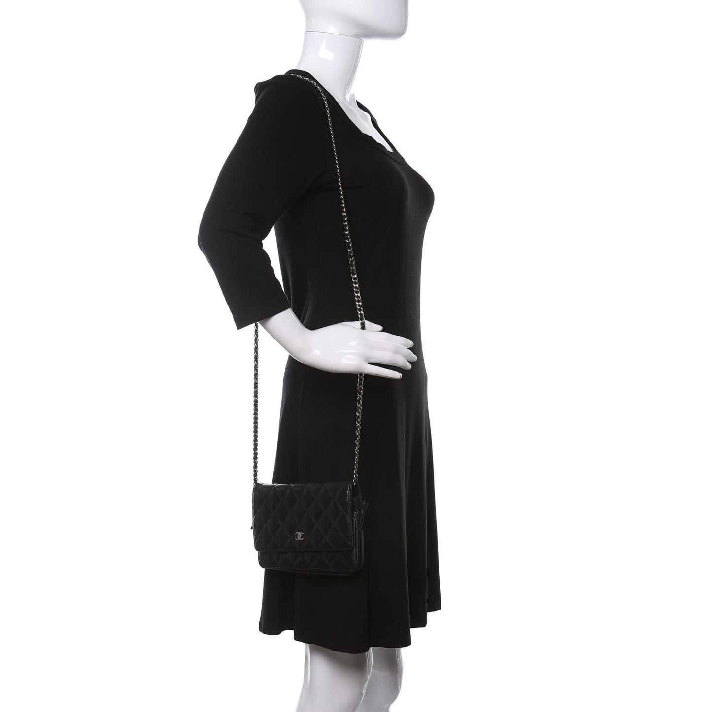 Lambskin Quilted Wallet On Chain WOC Black
