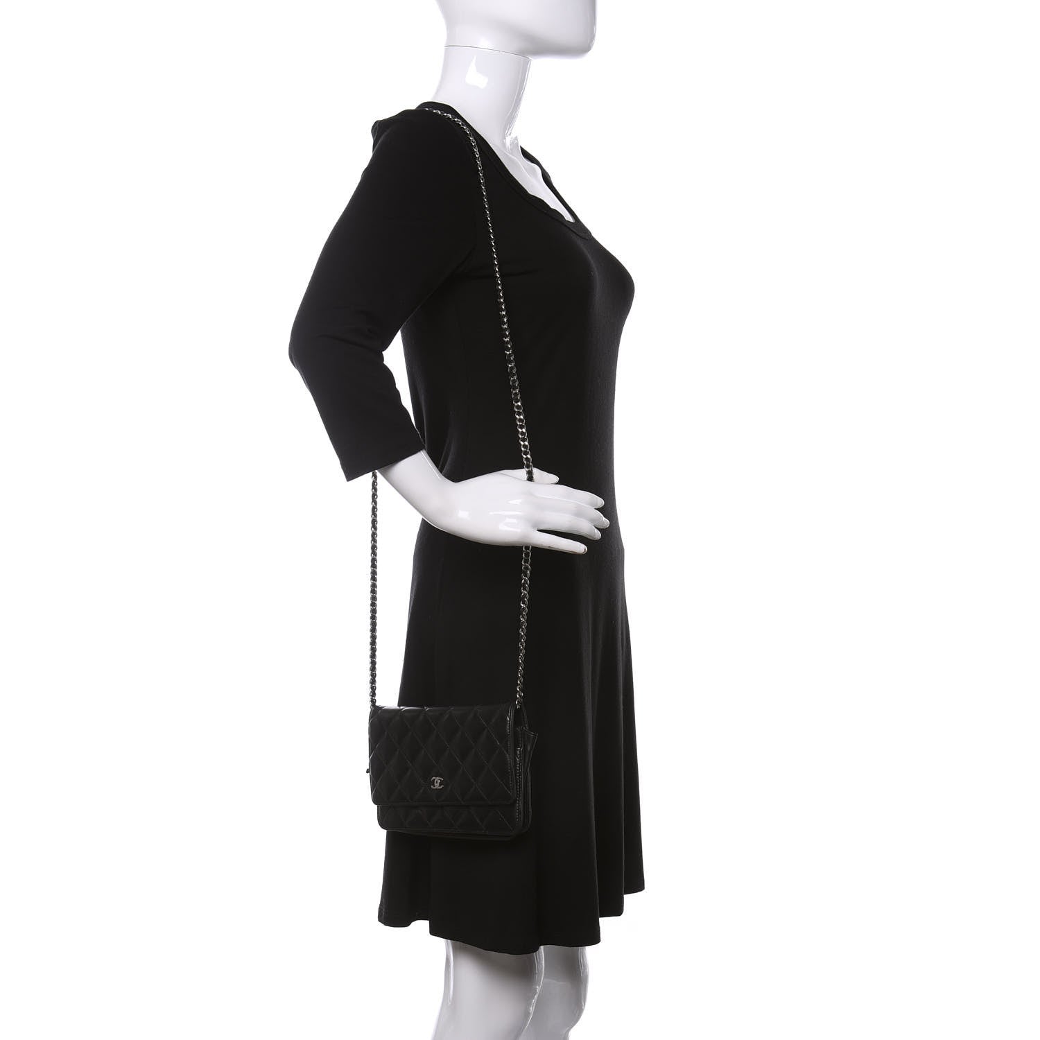 Chanel Lambskin Quilted Wallet On Chain WOC Black 2 of 9