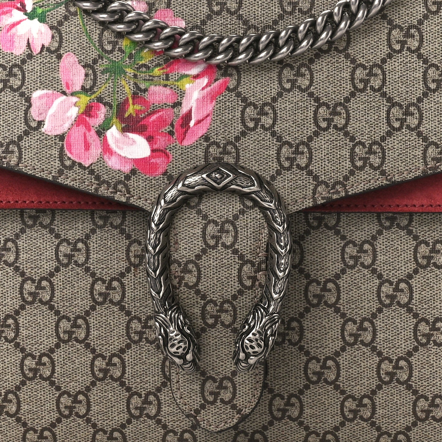 GG Supreme Monogram Blooms Medium Dionysus Shoulder Bag Beige Multicolor Dry Rose