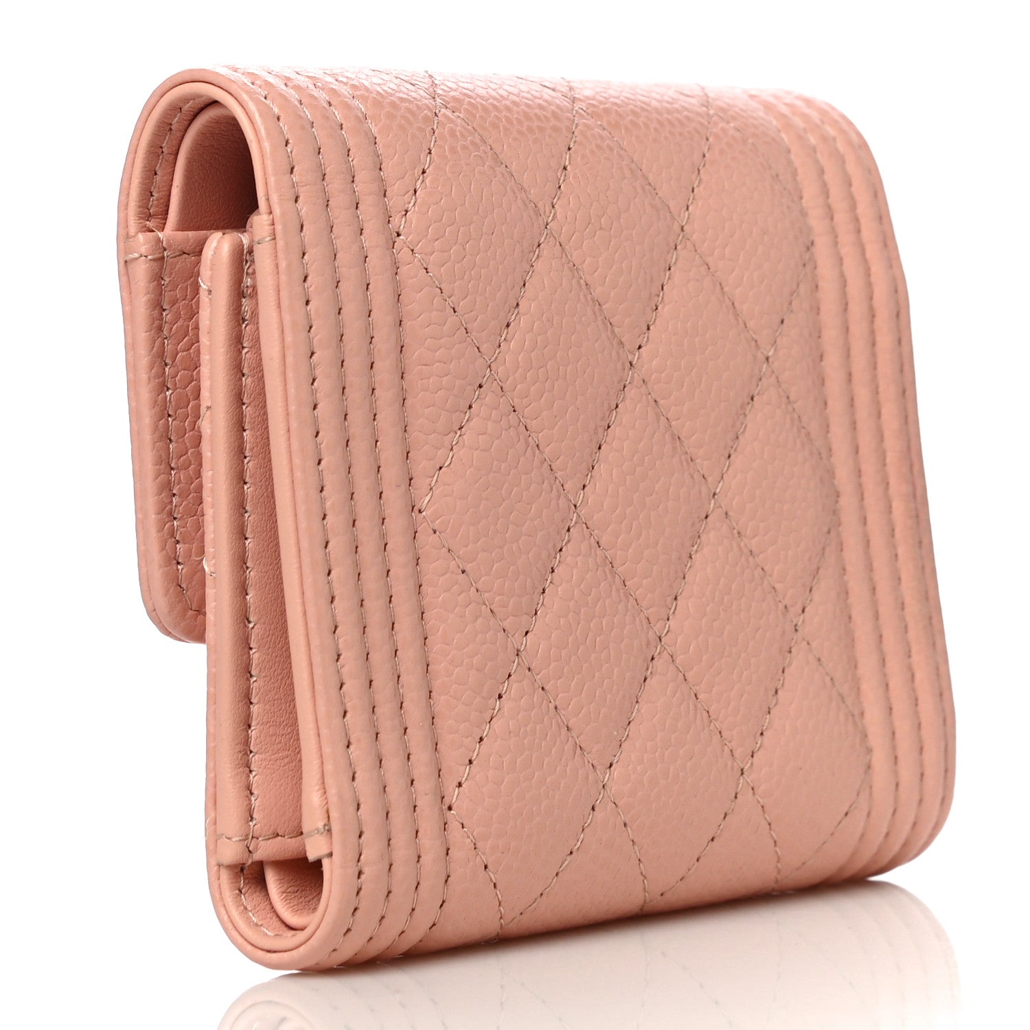 Chanel Caviar Quilted Boy Compact Wallet Pink 3 of 10