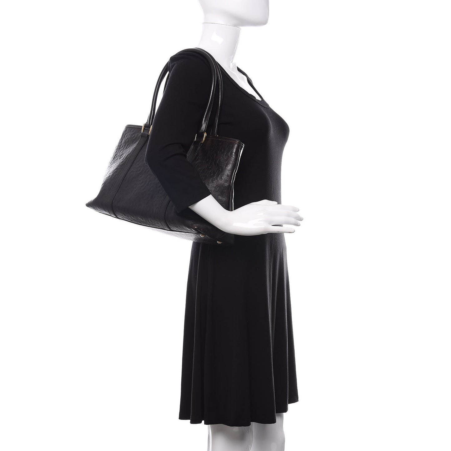 Calfskin Horsebit Embossed Joy Tote Black