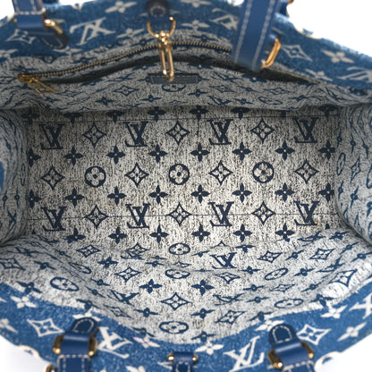 Louis Vuitton Monogram Jacquard Denim Onthego MM Bleu 5 of 9