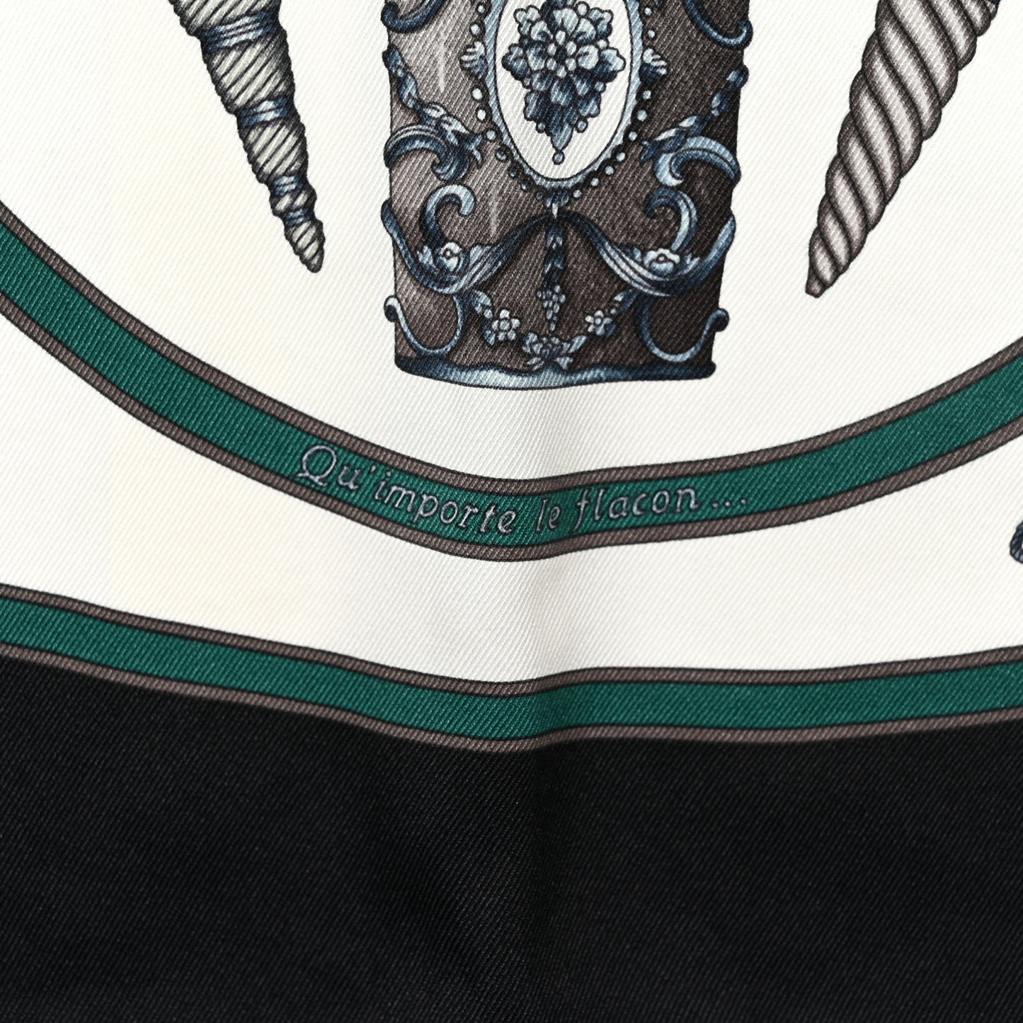 Silk Les Flacons Scarf 70 Black White Sapin