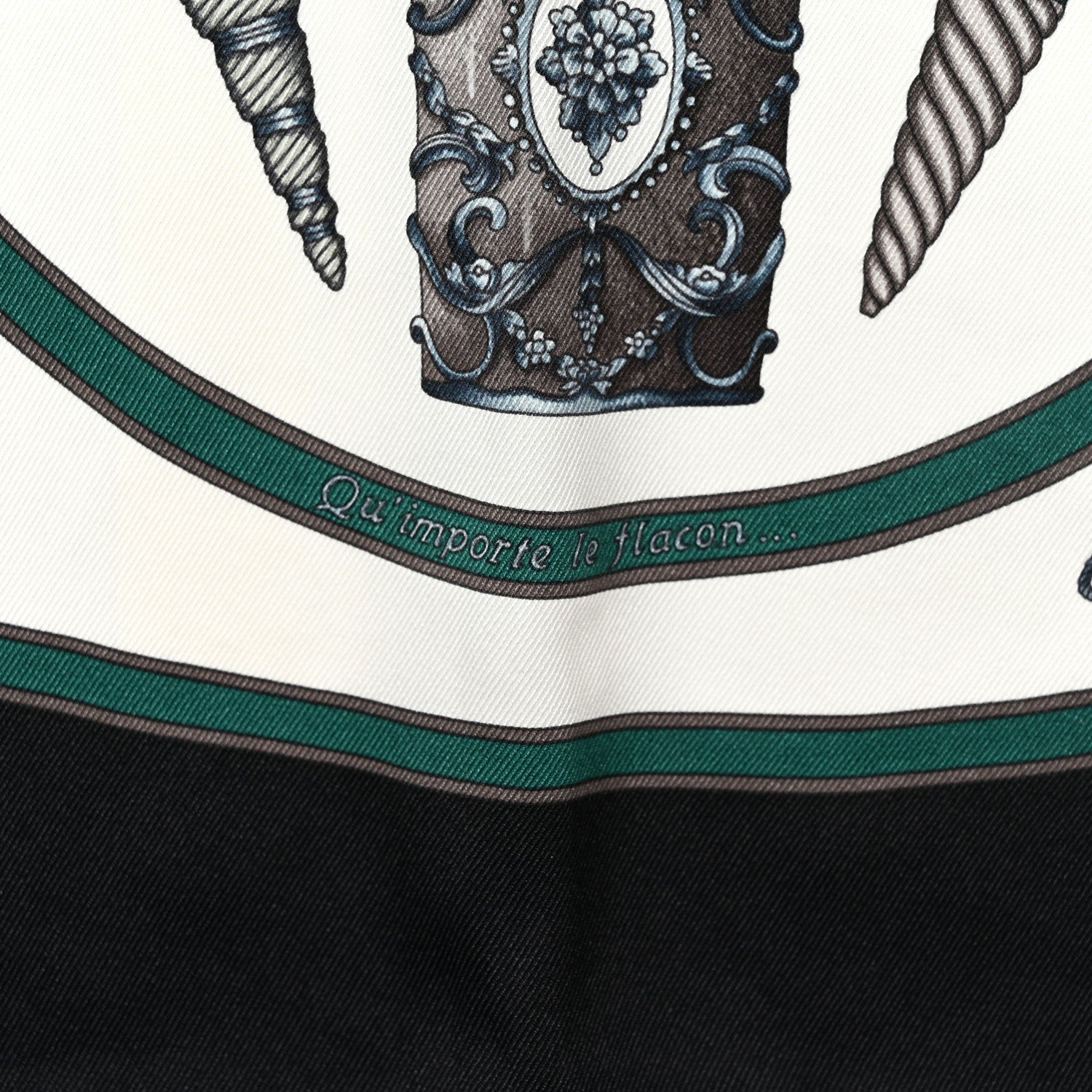 Hermes Silk Les Flacons Scarf 70 Black White Sapin 3 of 5