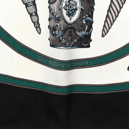 Hermes Silk Les Flacons Scarf 70 Black White Sapin 3 of 5