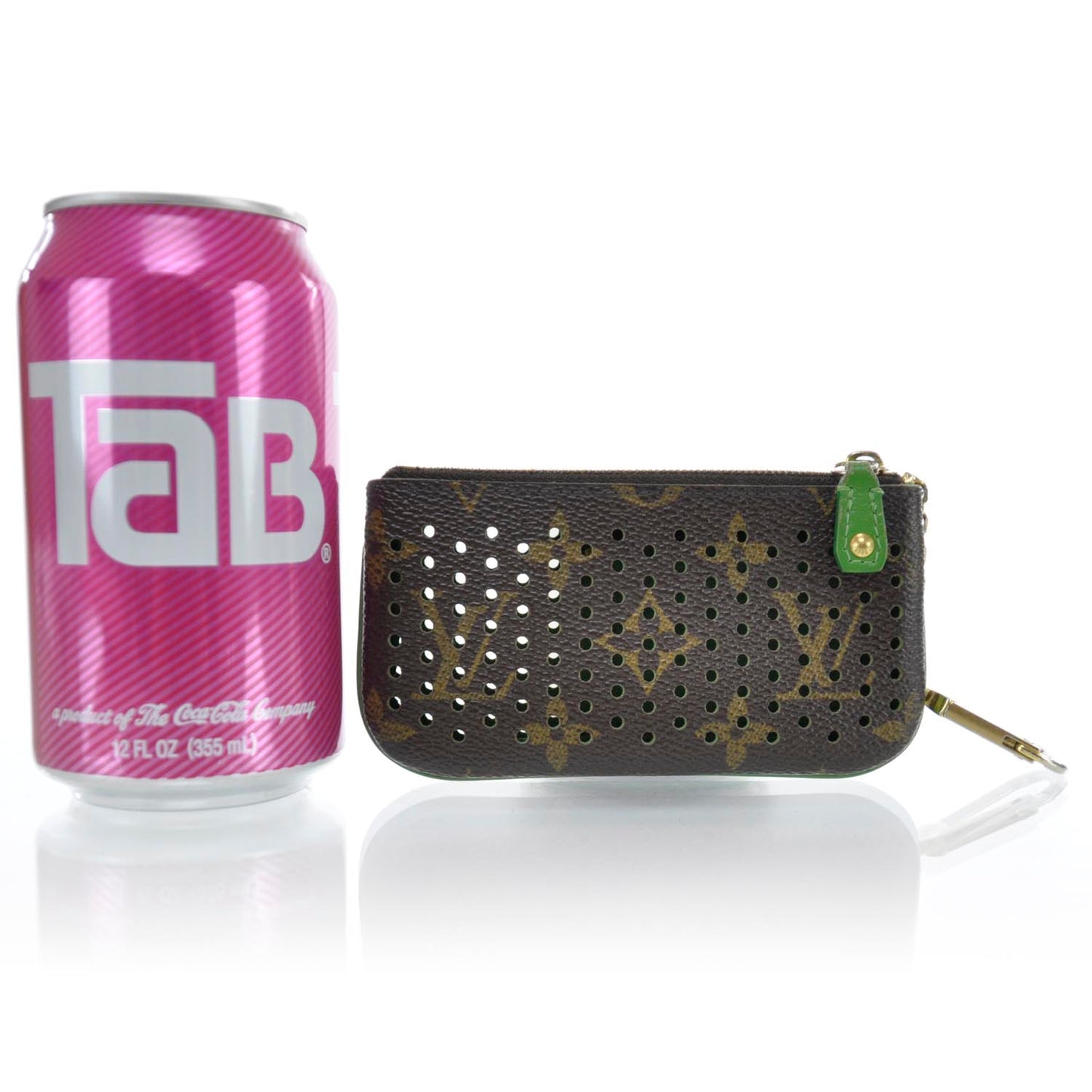 Monogram Perforated Key Pouch Green