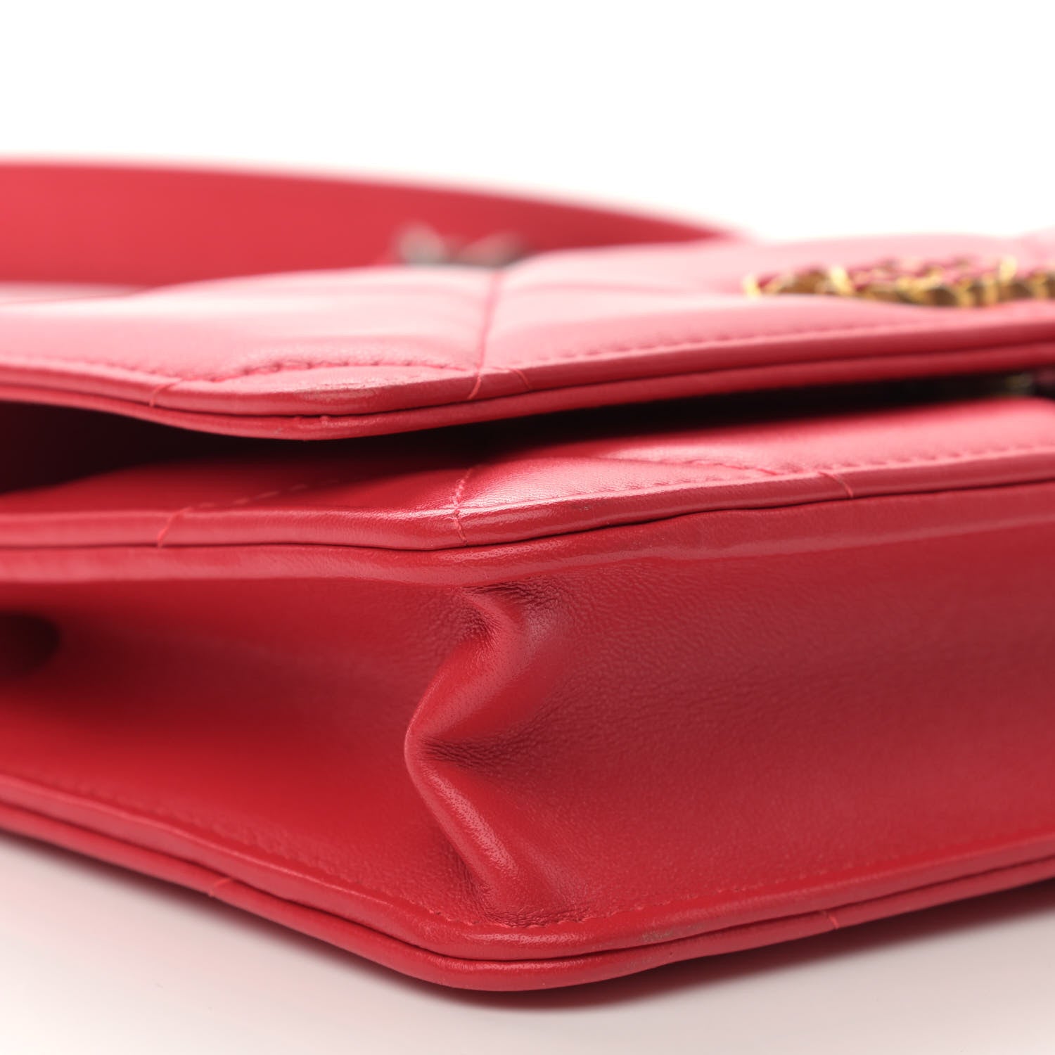 Chanel Goatskin Quilted Chanel 19 Wallet On Chain WOC Red 10 of 15