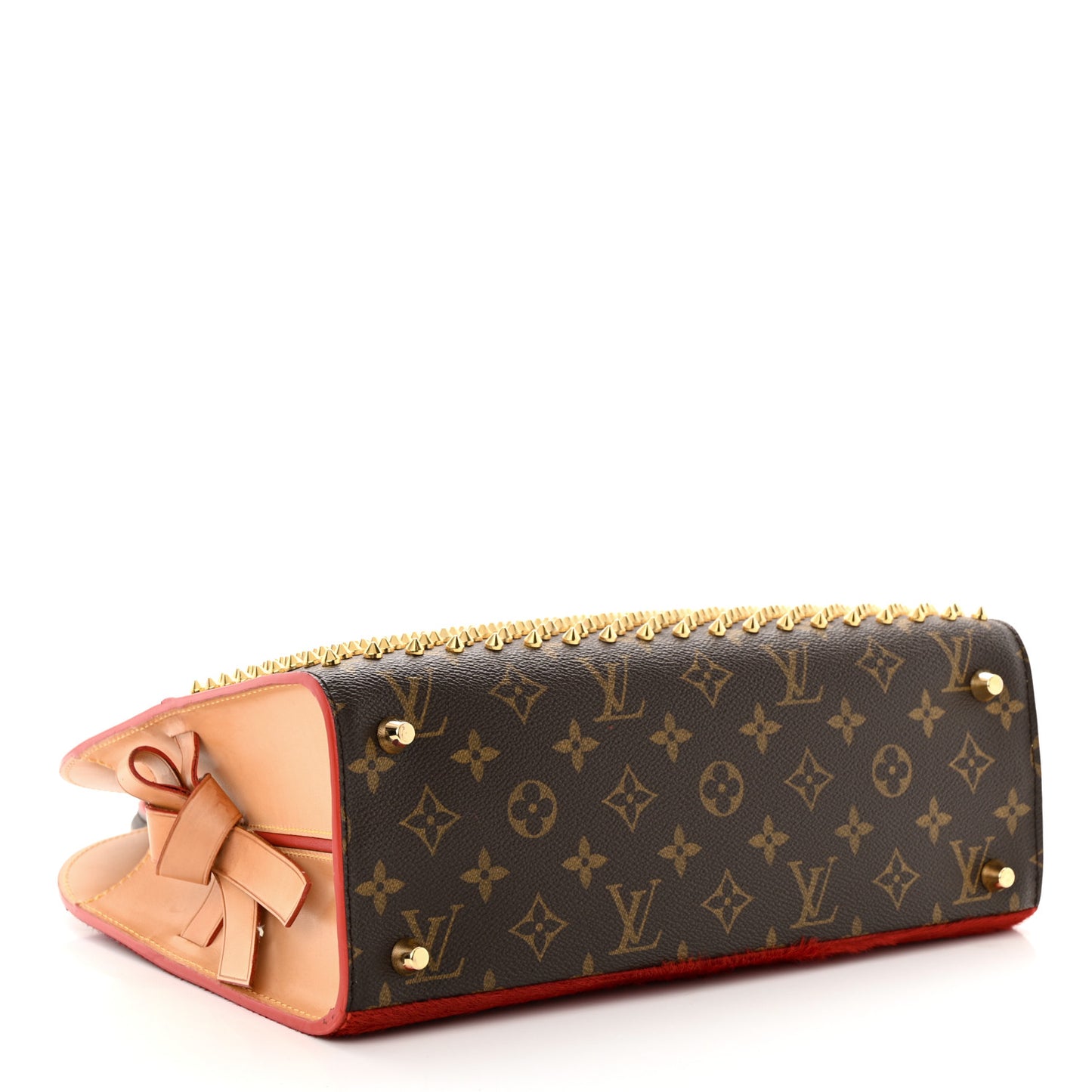 Monogram Calf Hair Spikes Iconoclasts Christian Louboutin Tote Red