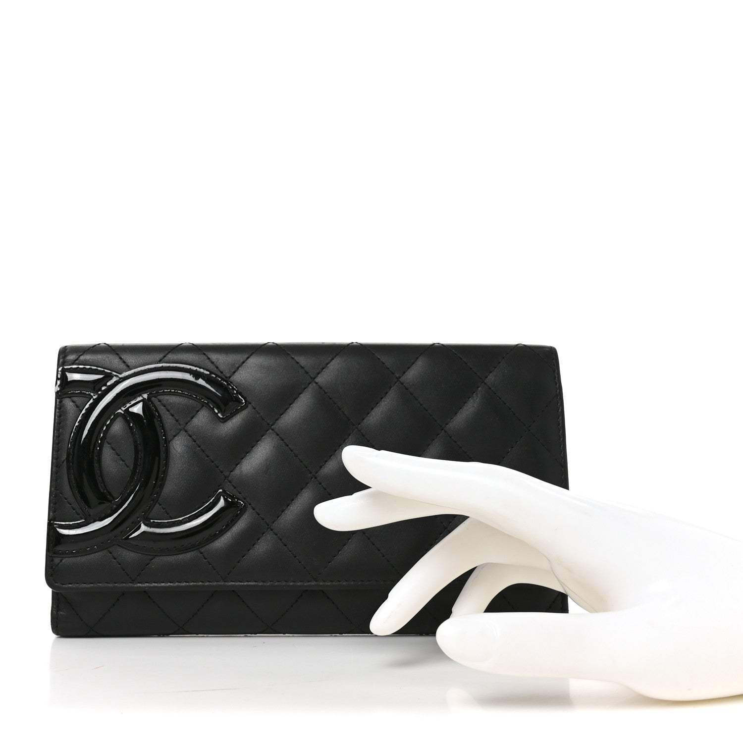 Chanel Calfskin Quilted Cambon Long Double Wallet Black 2 of 8