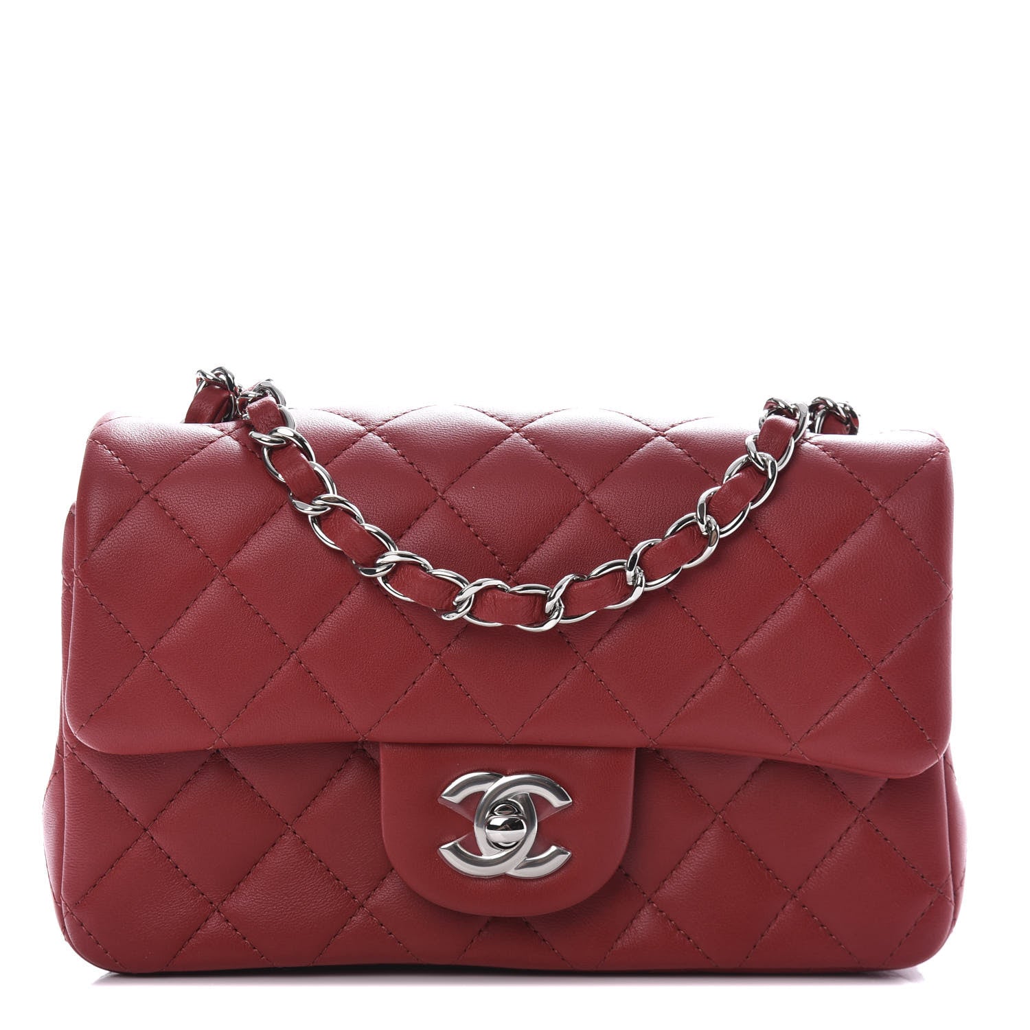 Chanel Lambskin Quilted Mini Rectangular Flap Red 1 of 11