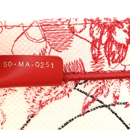 Christian Dior Canvas Embroidered Large Dioramour D-Royaume Book Tote Red Multicolor 7 of 10