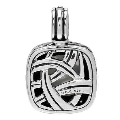 David Yurman Sterling Silver Diamond Moon Quartz 14mm Albion Enhancer Pendant 3 of 3