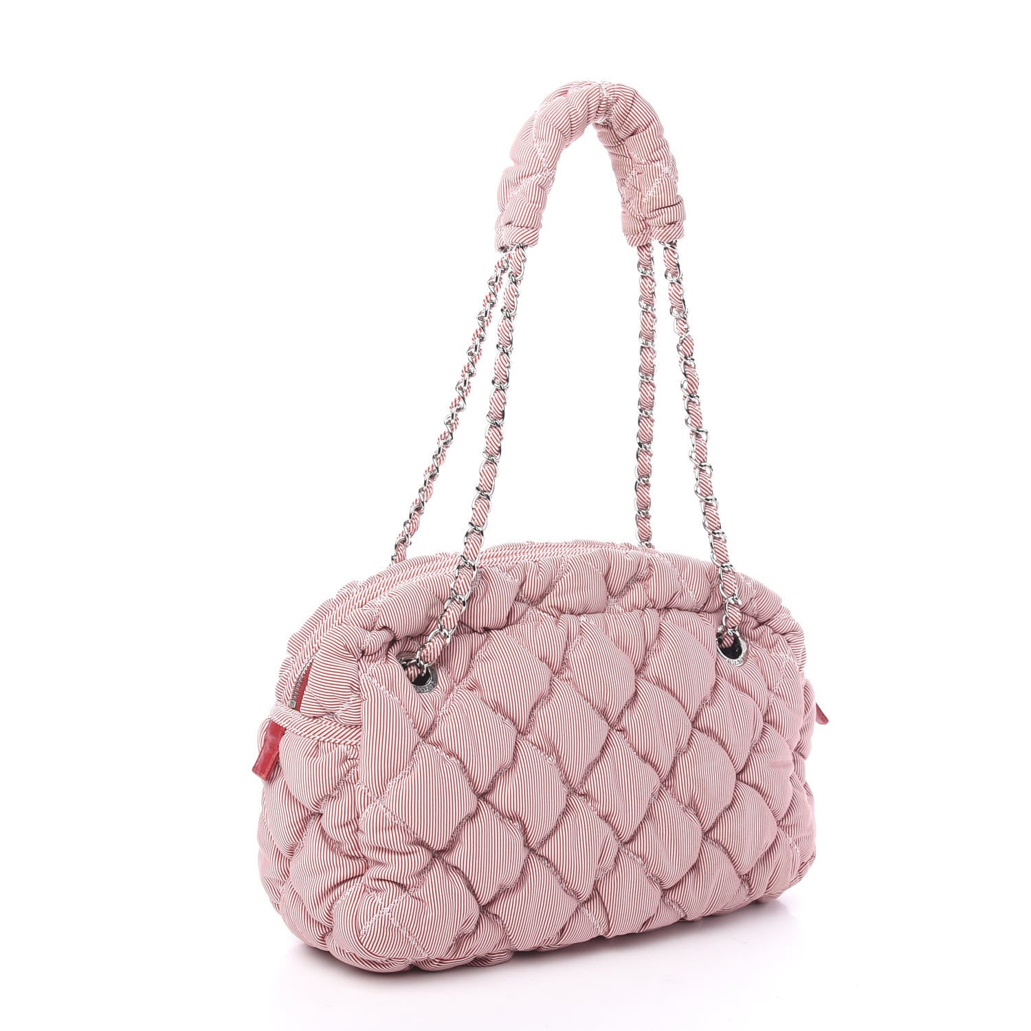 Chanel Nylon Bubble Quilt Shoulder Bag Red White 2 of 9