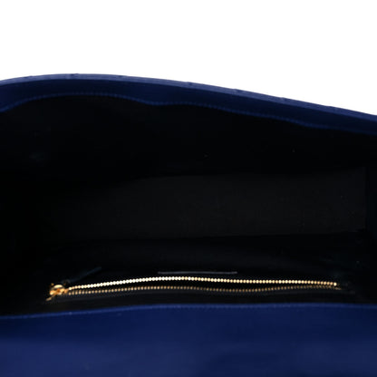 Saint Laurent Grain De Poudre Matelasse Chevron Large Monogram Satchel Blue 4 of 18