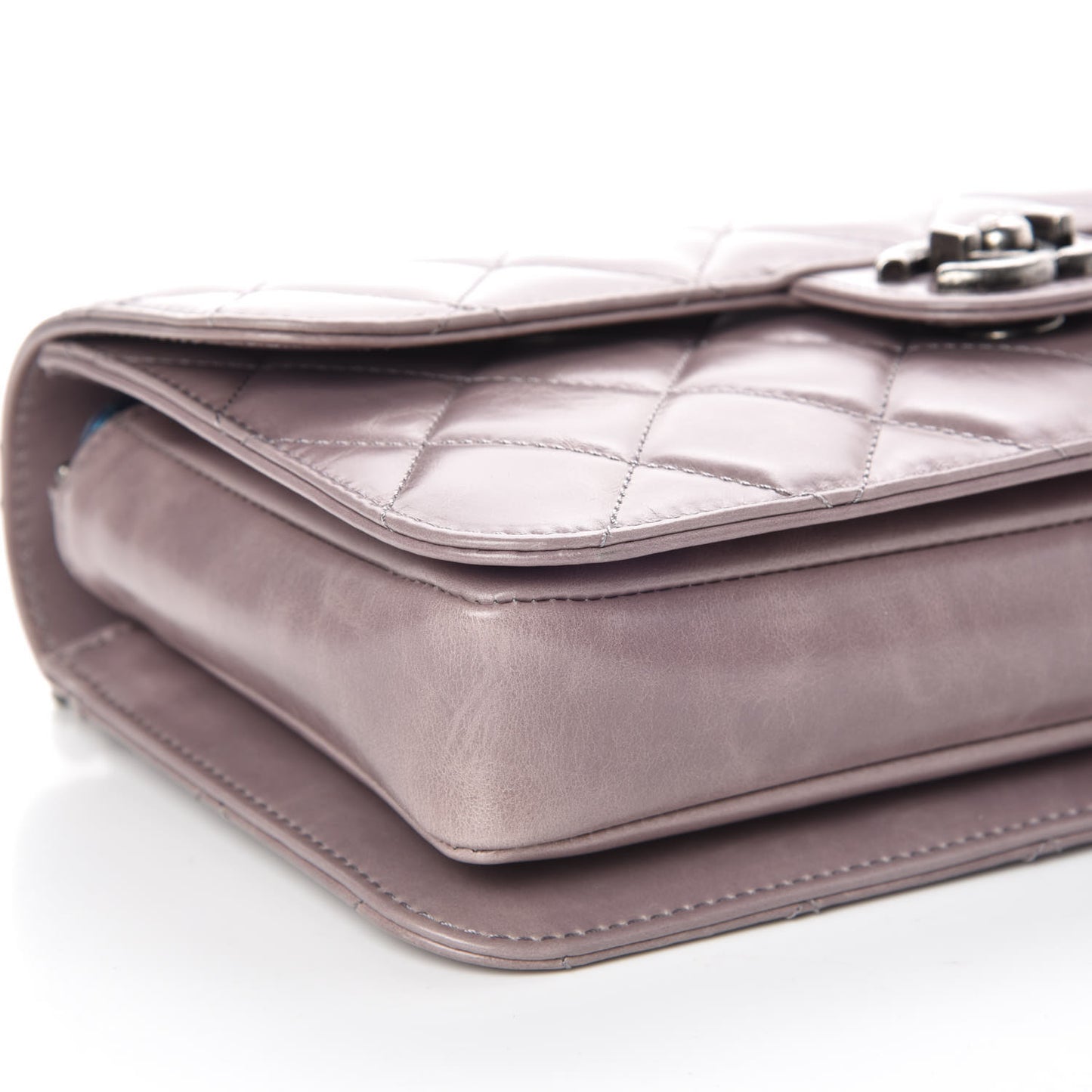 Glazed Calfskin Medium Perfect Edge Flap Grey