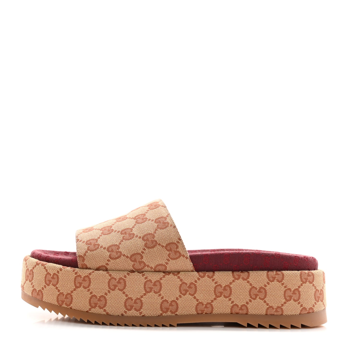 Canvas GG Monogram Angelina Platform Slide Sandals 39.5 Beige Ruggine