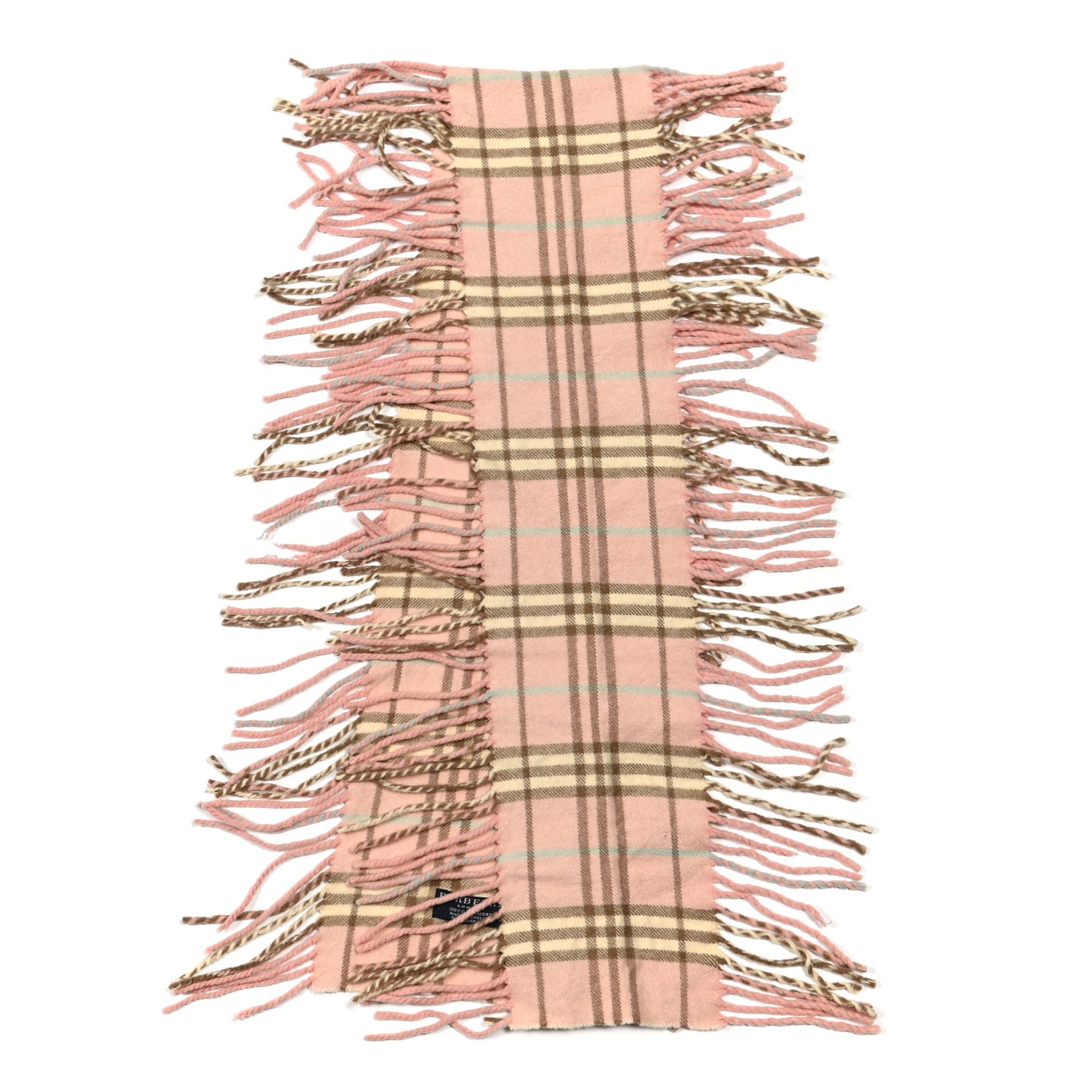 Cashmere Check Happy Fringe Scarf Pink