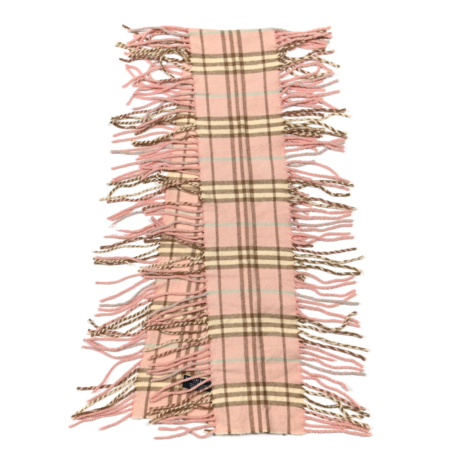 Burberry Cashmere Check Happy Fringe Scarf Pink 2 of 4