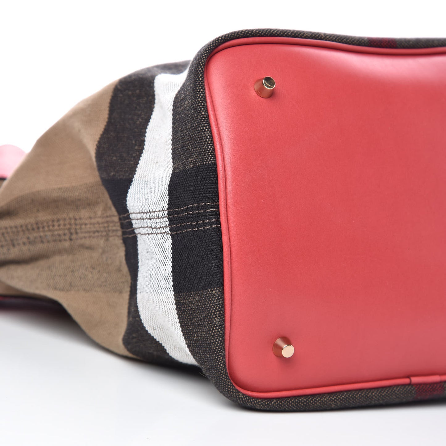Grainy Calfskin Canvas Mega Check Medium Ashby Tassel Hobo Pink Azalea