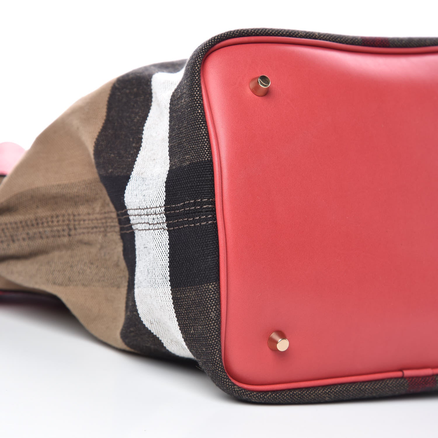 Burberry Grainy Calfskin Canvas Mega Check Medium Ashby Tassel Hobo Pink Azalea 9 of 11