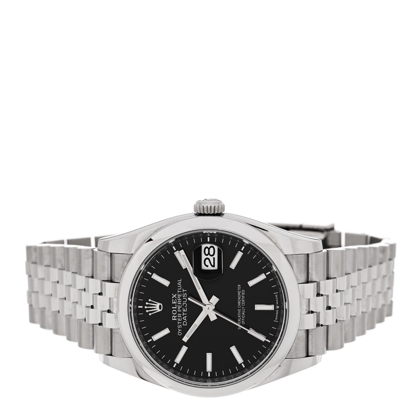 Stainless Steel 36mm Oyster Perpetual Datejust Watch Bright Black 126200