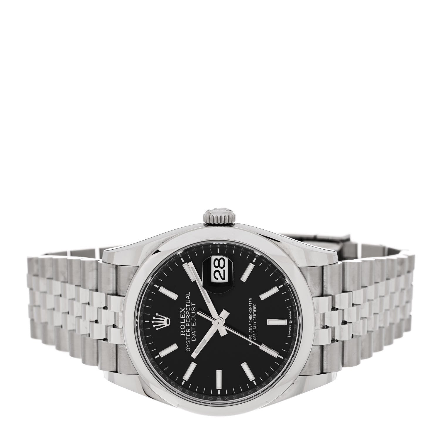 Rolex Stainless Steel 36mm Oyster Perpetual Datejust Watch Bright Black 126200 2 of 5