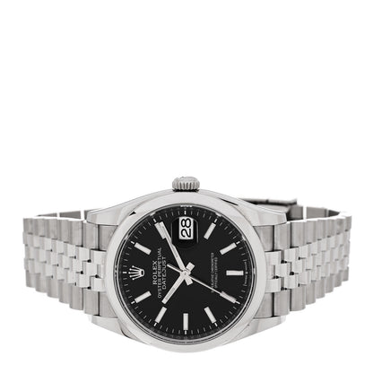 Rolex Stainless Steel 36mm Oyster Perpetual Datejust Watch Bright Black 126200 2 of 5