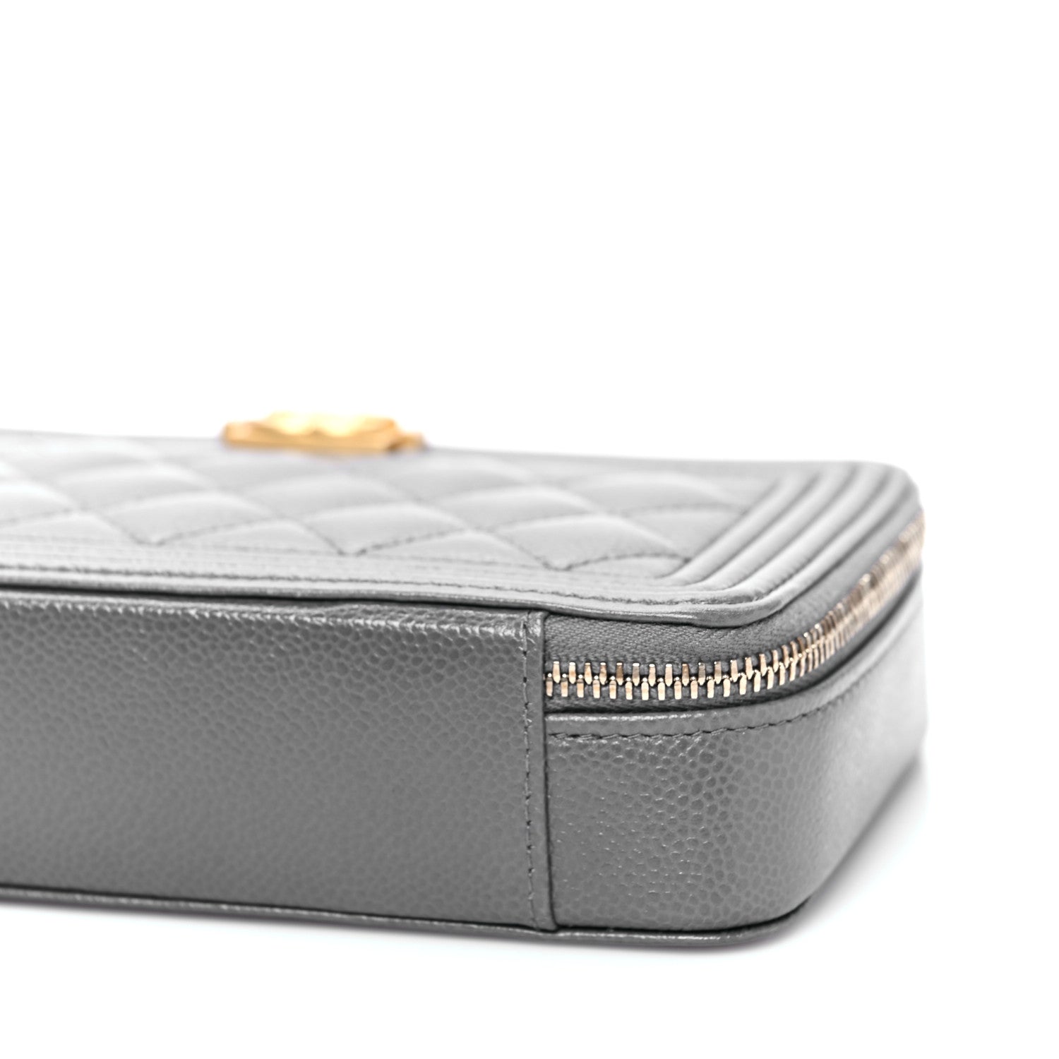 Chanel Caviar Quilted Boy Zip Phone Holder With Chain Grey 7 of 7
