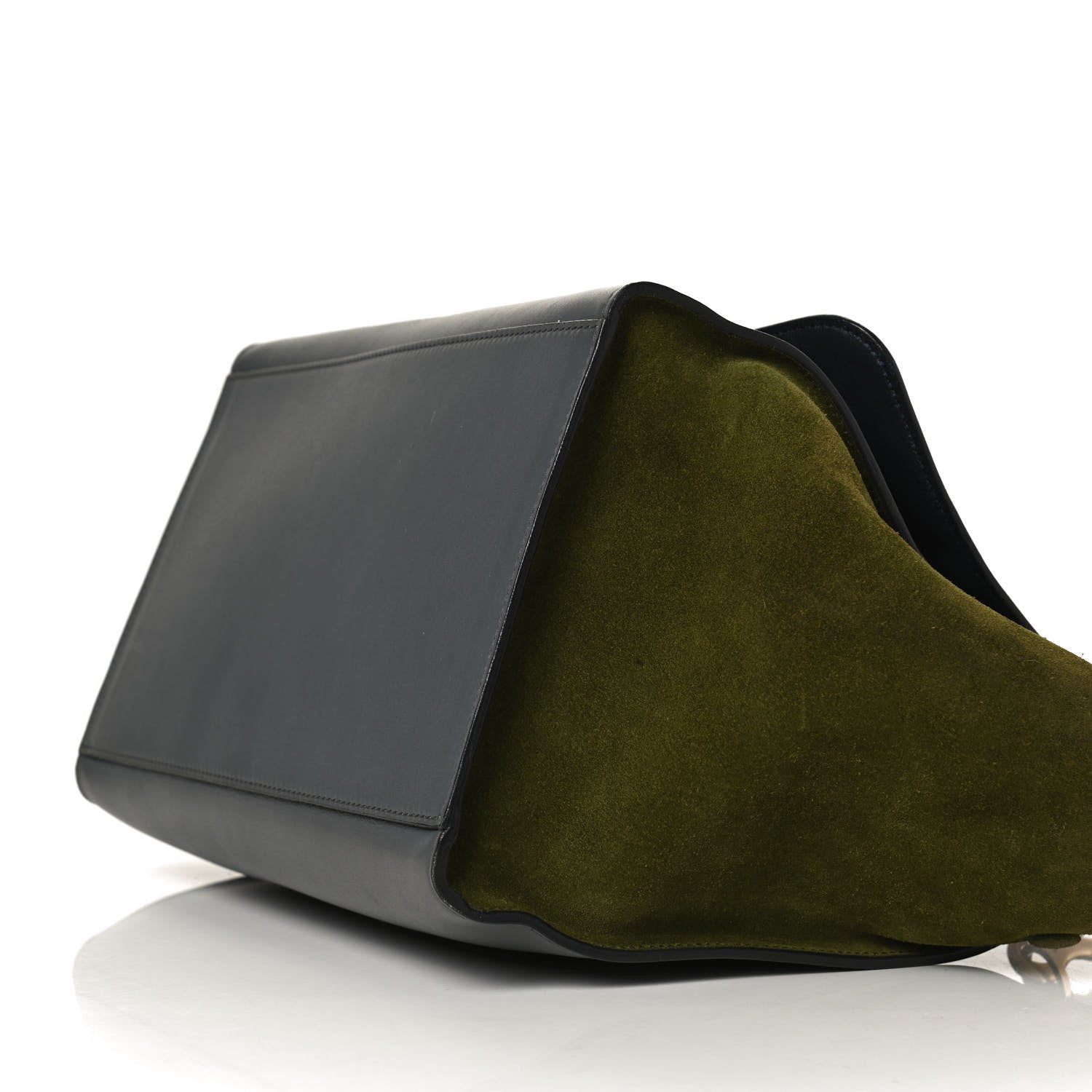 Celine Calfskin Suede Medium Tri-Color Trapeze Green 9 of 13