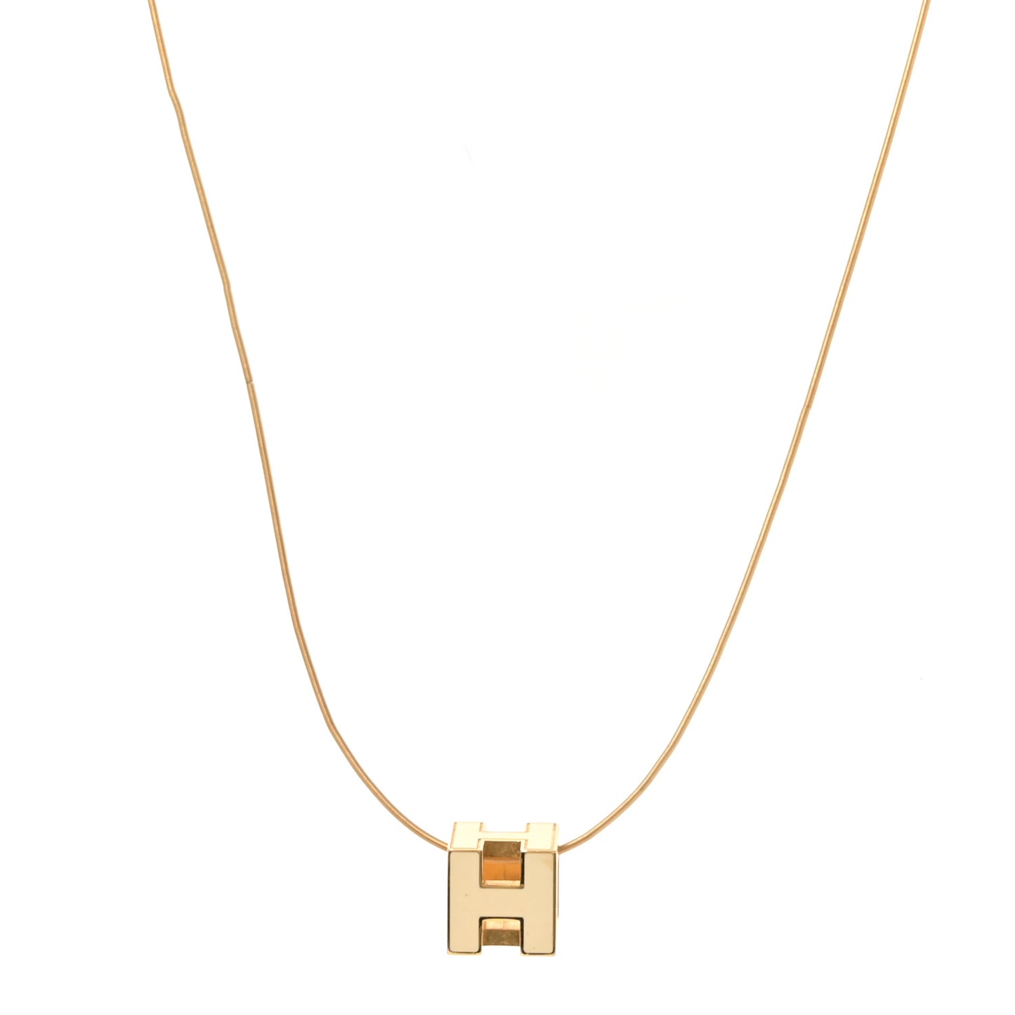Rose Gold Lacquered Cage d'H Necklace Marron Glace