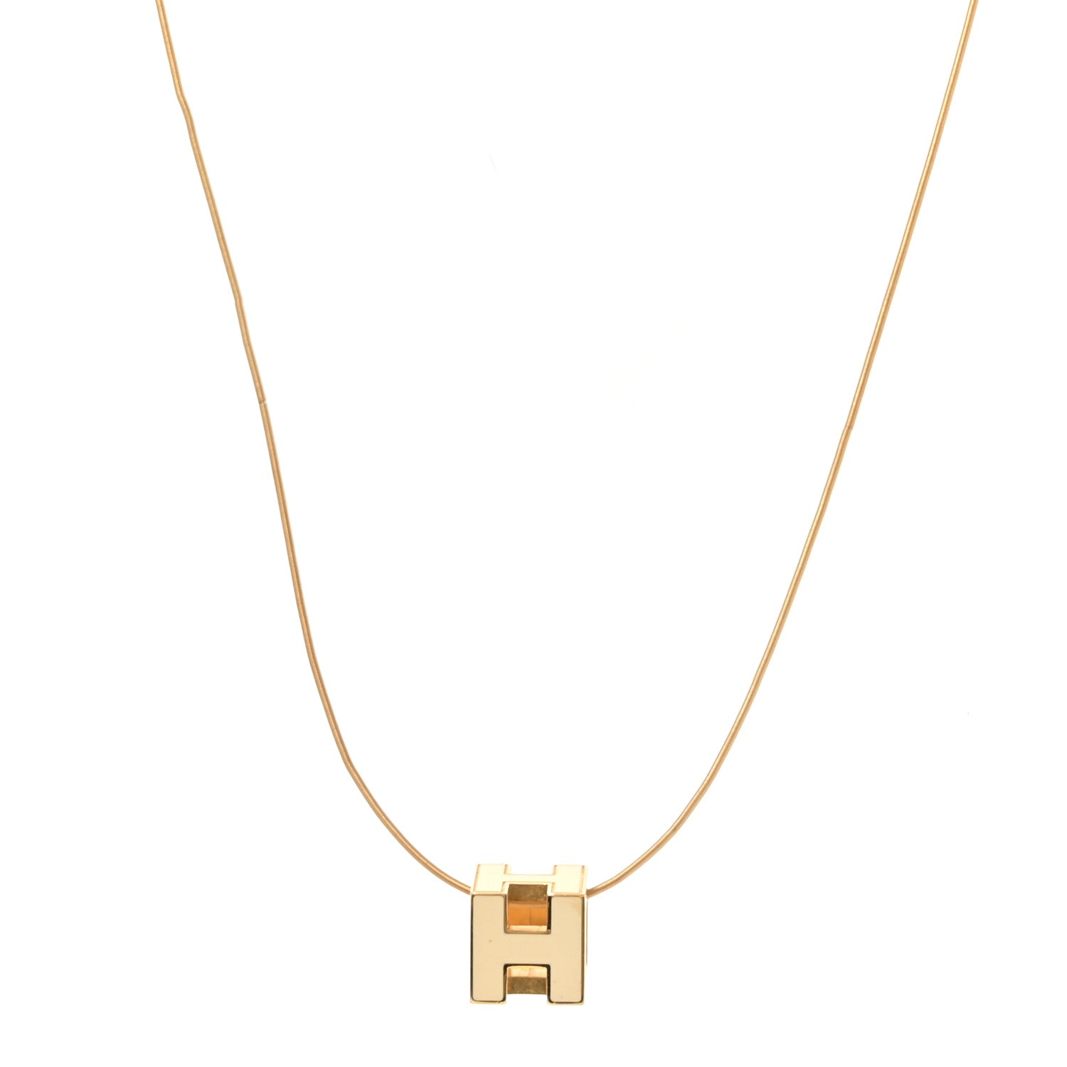 Hermes Rose Gold Lacquered Cage d'H Necklace Marron Glace 1 of 5
